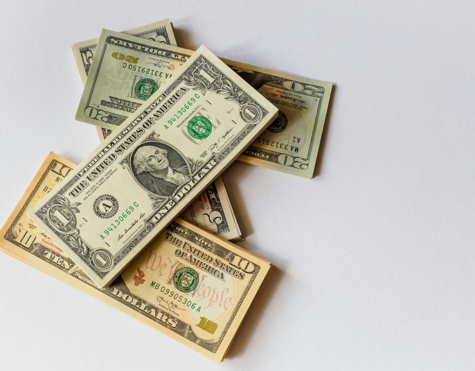 An assortment of money.