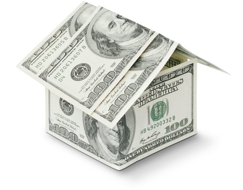 A house made of 100 dollar bills.